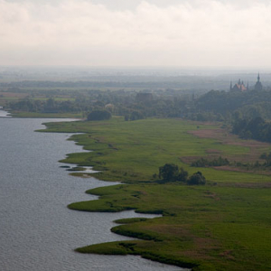 Lotnicze, Pl, warm-maz. Zalew Wislany, panorama na Frombork.