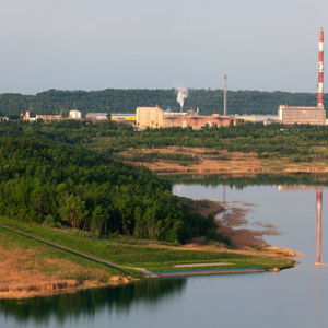 Tarnobrzeg - panorama na nieczynna fabryke Siarkopol. EU, Pl, Podkarpackie. LOTNICZE.