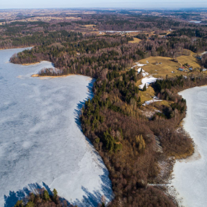 Blaskowizna, jezioro Hancza i Boczniel. EU, Pl, Podlaskie. Lotnicze.