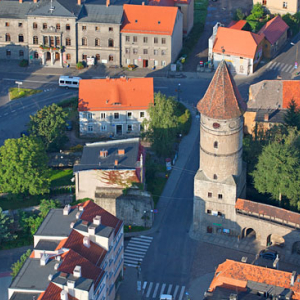 Lwowek Slaski, Brama Lubanska. EU, PL, Dolnoslaskie. LOTNICZE.