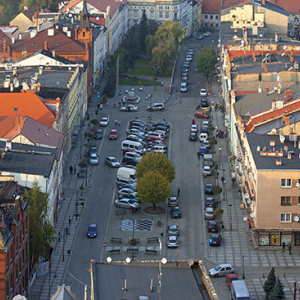 Niemcza, rynek miejski. EU, PL, Dolnoslaskie. Lotnicze.