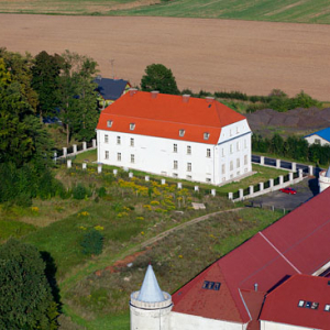 Palac w Proszowce. Neues Schloss Greiffenstein. EU, Pl, Dolnoslaskie. Lotnicze.