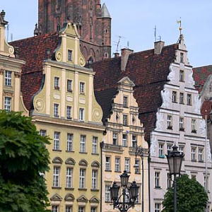 Dolnoslaskie. Wroclaw, kamienice po stronie zachodniej rynku.