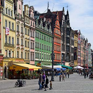 Dolnoslaskie. Wroclaw, polnocna strona rynku.