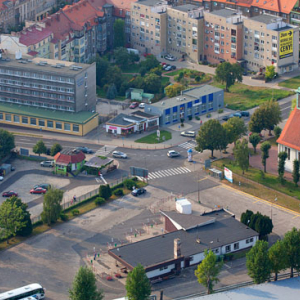 Zgorzelec, ulica Emilii Plater i Jozefa Dabrowskiego. EU, PL, Dolnoslaskie. LOTNICZE.