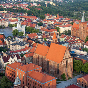 Chelno, centrum starego miasta. EU, Pl, Kujawsko-Pomorskie. Lotnicze.