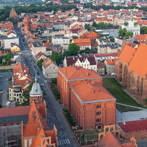 Chelno, okolica ulicy Dominikanskiej. EU, Pl, Kujawsko-Pomorskie. Lotnicze.