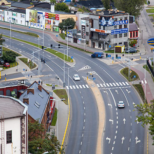Wloclawek, skrzyzowanie ulicy Kaliskiej i Okrzei. EU. Pl, Kuj-Pom. Lotnicze.