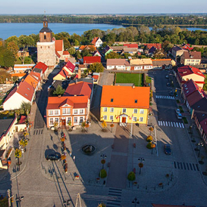 Moryn, Rynek Starego Miasta. EU, Pl, Lubuskie. Lotnicze.