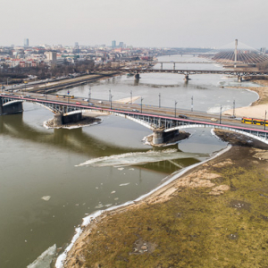 Warszawa, Most Poniatowskiego na Wisle. EU, PL, mazowieckie. Lotnicze.