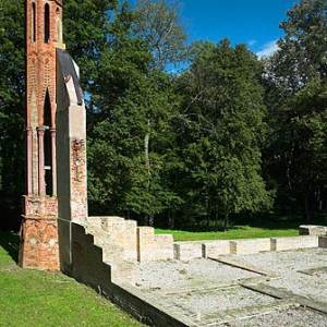 Fragmenty ruin przy pałacu Paca w Dowspudzie