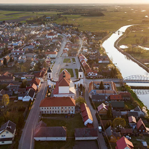 Tykocin, panorama na miasto od strony W. EU, Pl, Podlaskie. Lotnicze.