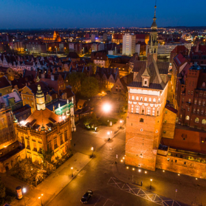 Gdansk, panorama miasta z lotu ptaka-Katownia. EU. PL,Pomorskie. Lotnicze.