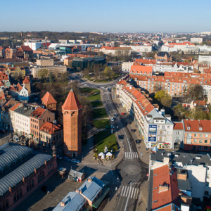 Gdansk, panorama miasta z lotu ptaka-okolica Podwale Misjskie. EU. PL,Pomorskie. Lotnicze.
