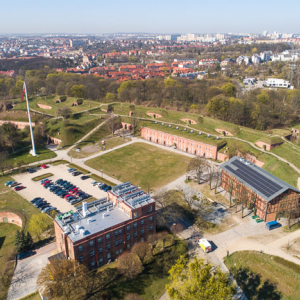 Gdansk, panorama miasta z lotu ptaka-Fort Gory Gradowej. EU. PL,Pomorskie. Lotnicze.