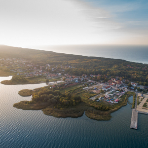 Mierzeja Wislana 06.10.2018 r. Krynica Morska, panorama na port EU, PL, Pomorskie, Lotnicze