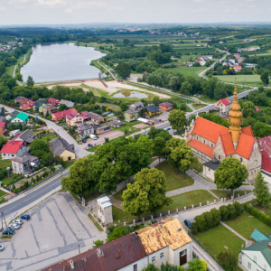Koprzywnica, lotnicza panorama wsi