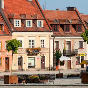 PL, swietokrzyskie, Sandomierz. Kamienice starego miasta.