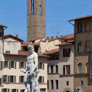 Fontanna Neptuna przy Piazza della Signoria we Florencji. EU, Italia.