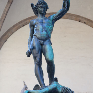 Statue Perseus With the Head of Medusa. Piazza della Signoria we Florencji. EU, Italia.