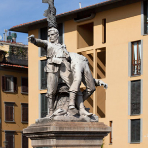 Pomnik przy  Laungarno Generale Diaz we Florencji. EU, Italia.