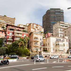 Monaco, 15.09.2015 r. panorama na ulice Avenue Ostende.