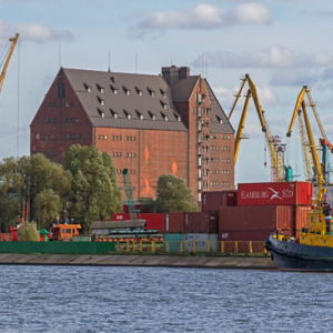 Kaliningrad, port nad rzka Pregola. EU, Rosja-Obwod Kaliningradzki.