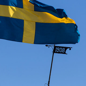 Karlskrona, flaga narodowa Szwecji. EU, Szwecja.