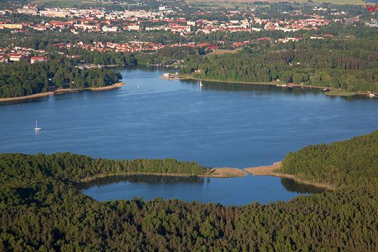 Lotnicze, EU, PL, Warm-Maz. Jezioro Kisajno, panorama na Gizycko.