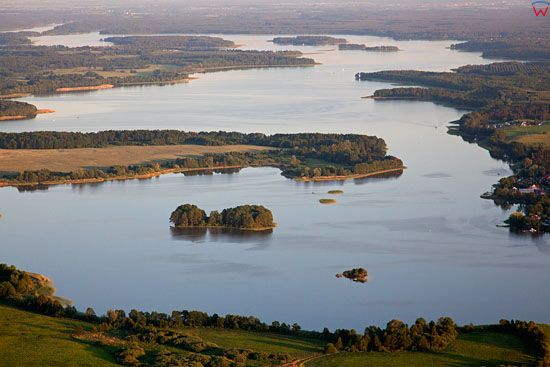 Lotnicze, EU, PL, warm-maz. Jezioro Jeziorak, panorama od strony Dobrzyk.