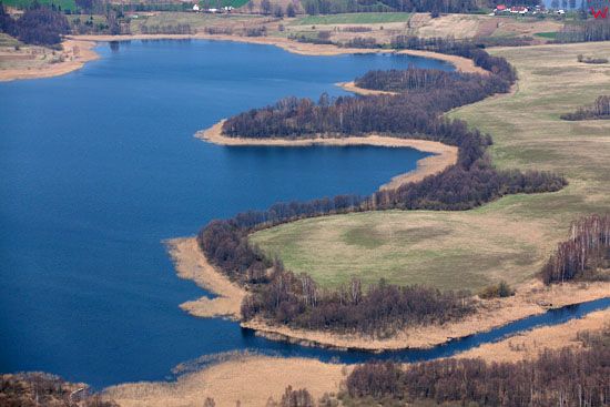 Jezioro Pozezdrze i rzeka Sapina. Lotnicze, EU, Pl, warm-maz.