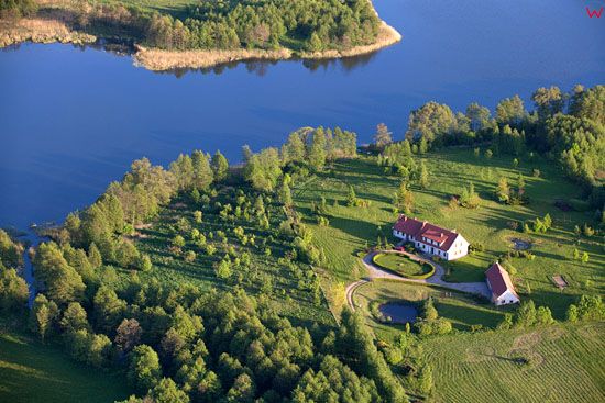 Jezioro Symsar. EU, Pl, warm-maz, LOTNICZE.