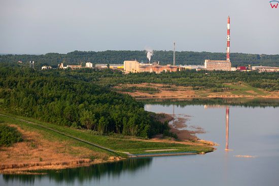 Tarnobrzeg - panorama na nieczynna fabryke Siarkopol. EU, Pl, Podkarpackie. LOTNICZE.