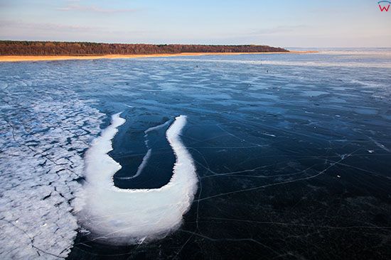 Jezioro Sniardwy zimowa pora. EU, Pl, Warm-Maz. Lotnicze.