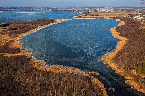 Jezioro Ewingi z panorama na Zalewo. EU, PL, Warm-Maz. Lotnicze.