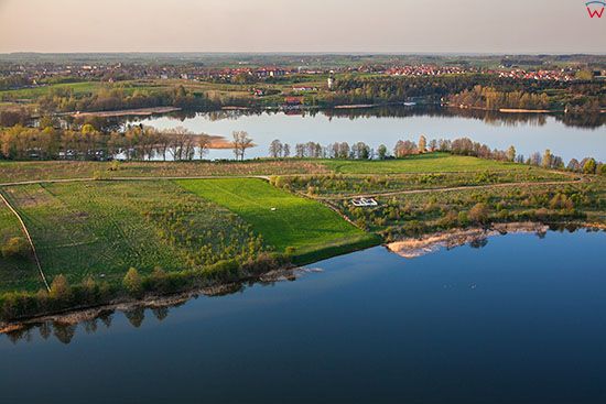 Jezioro Swiecajty, panorama lotnicza od strony S. EU, Pl, Warm-Maz. Lotnicze.