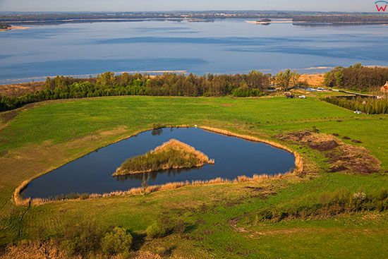 Panorama na jezioro Mamry przez Polwysep Kalski. EU, Pl, Warm-Maz. Lotnicze.