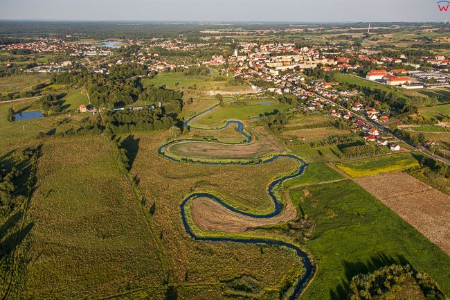 Goldap, meandrujca rzeka Goldapa. EU, Pl, Warm-Maz. Lotnicze.