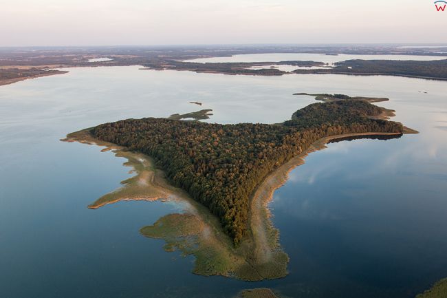 Jezioro Mamry z Wyspa Upalty. EU, PL, Warm-Maz. Lotnicze.