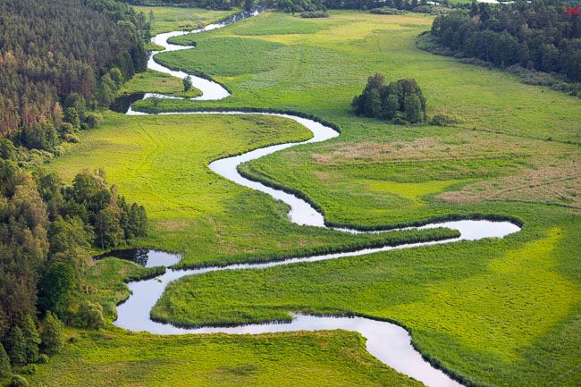 Meandry rzeki Lyny miedzy Olsztynem a Dobrym Miastem. EU, PL, warm-maz. Lotnicze.