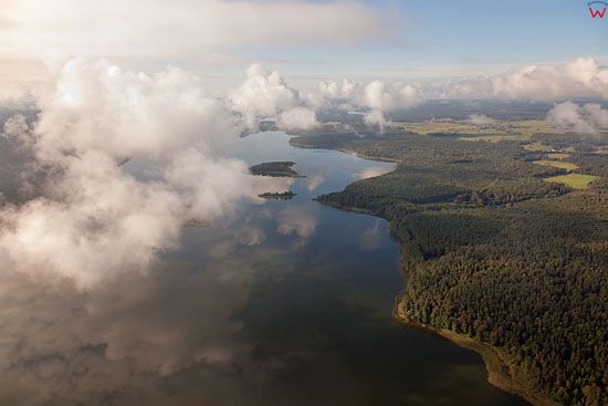 Lotnicze, EU, PL warm-maz. Mazurski Park Krajobrazowy. Jezioro Mokre.