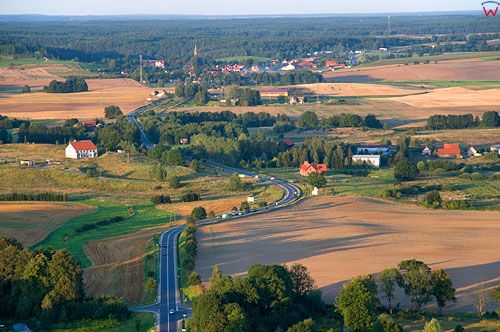 LOTNICZE. Polska, warm-maz. Pejzaz, panorama na Gietrzwald.