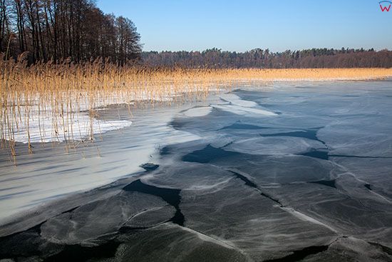 Jezioro Kisajno w zimowej scenerii, okolica Wysy Czapla. EU, PL, Warm-Maz.