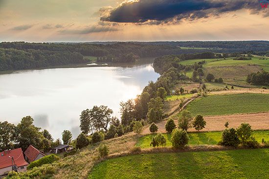 Kiersztanowo, panorama na jezioro Kiersztanowskie. EU, PL, Warm-Maz. Lotnicze.
