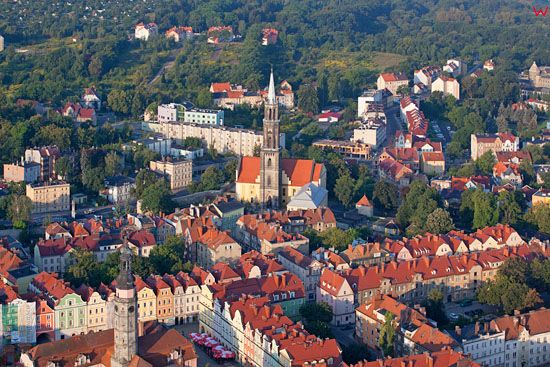 Boleslawiec - stare miasto. EU, PL, Dolnoslaskie. LOTNICZE.
