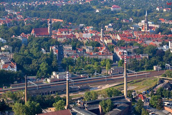 Panorama na Boleslawiec od strony polnocnej. EU, PL, Dolnoslaskie. LOTNICZE.