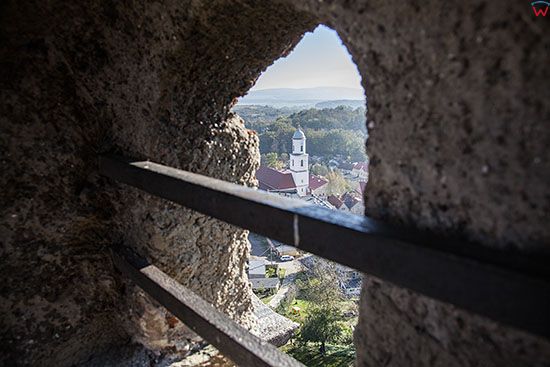 Bolkow, panorama na miasto z okna wiezy zamkowej. EU, Pl, Dolnoslaskie.