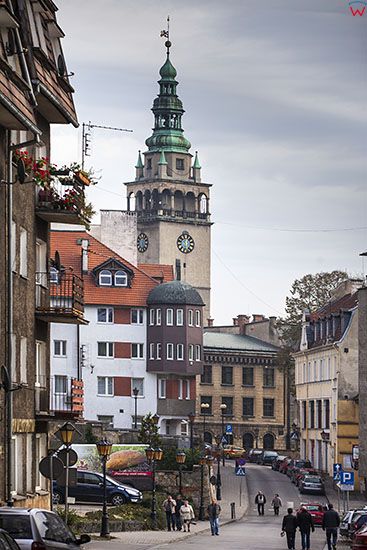 Klodzko, panorama przez ulice Czeska w strone Ratusza. EU, PL, Dolnoslaskie.