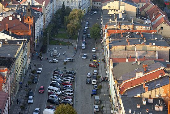 Niemcza, rynek miejski. EU, PL, Dolnoslaskie. Lotnicze.