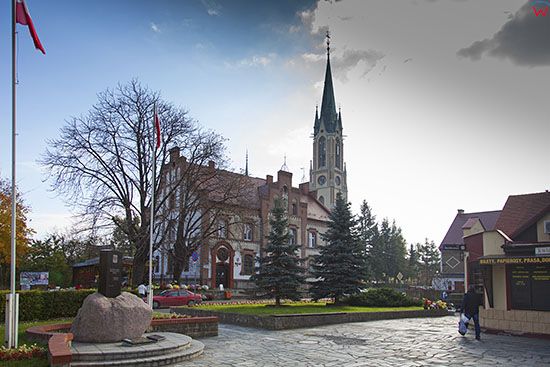 Pieszyce, panorama na kosciol sw. Antoniego z Padwy. EU, PL, Dolnoslaskie.